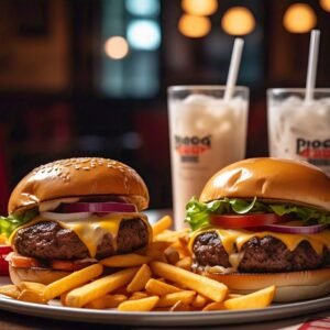 2 BEEF SMASH BURGERS WITH FRIES & DRINKS