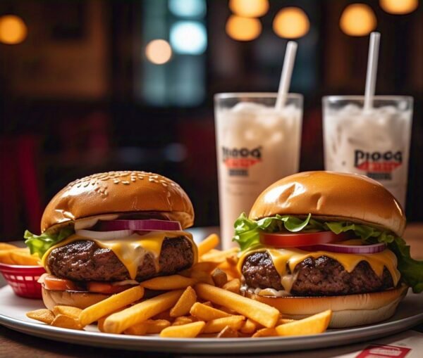 2 BEEF SMASH BURGERS WITH FRIES & DRINKS