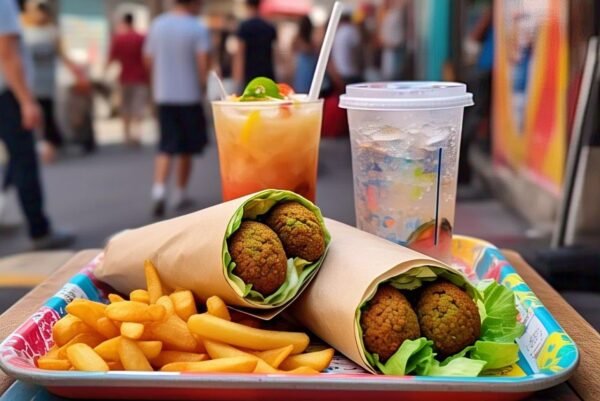 2 FALAFEL ROTI WRAPS WITH FRIES & DRINKS