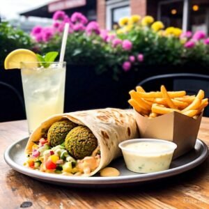 AUTHENTIC ROTI FALAFEL WRAP WITH FRIES & DRINK