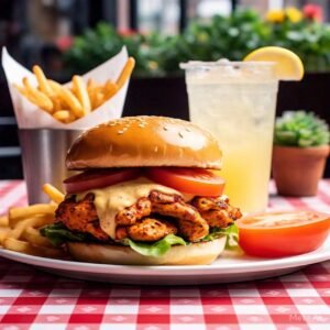 CLASSIC CHICKEN TIKKA BURGER WITH FRIES & DRINK