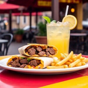 MEATY BEEF ROTI QUESADILLA WITH FRIES & DRINK